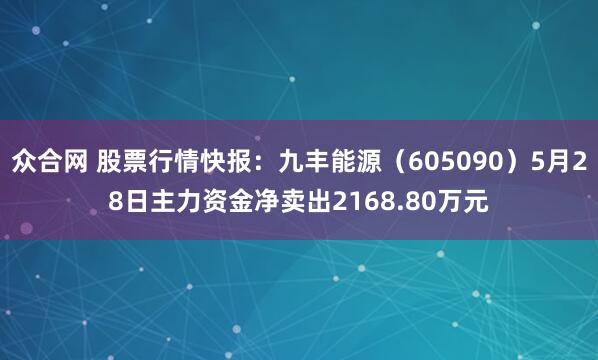 众合网 股票行情快报：九丰能源（605090）5月28日主力资金净卖出2168.80万元