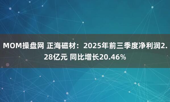 MOM操盘网 正海磁材：2025年前三季度净利润2.28亿元 同比增长20.46%