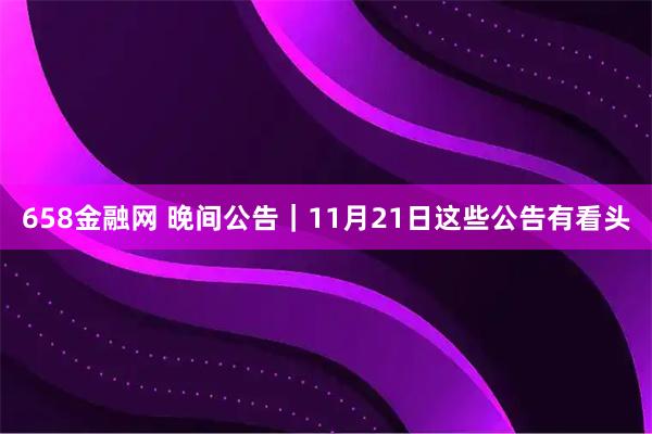658金融网 晚间公告|11月21日这些公告有看头